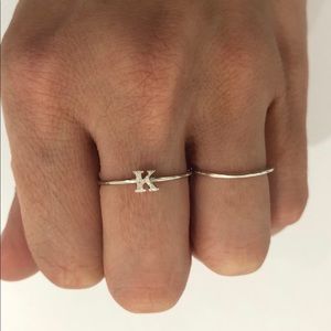 Sterling silver “K” initial stacking ring